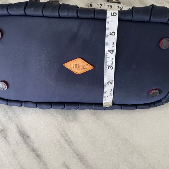 MZ Wallace Navy Bedford Bea Pleated Satchel Bag EUC w/ neutral lining. AWESOME - Picture 16 of 16